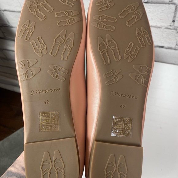 C.Paravano Leather Ballet Flats with Bow Women's 11 EU 42 Pink Low Heel SlipOn - Picture 7 of 8